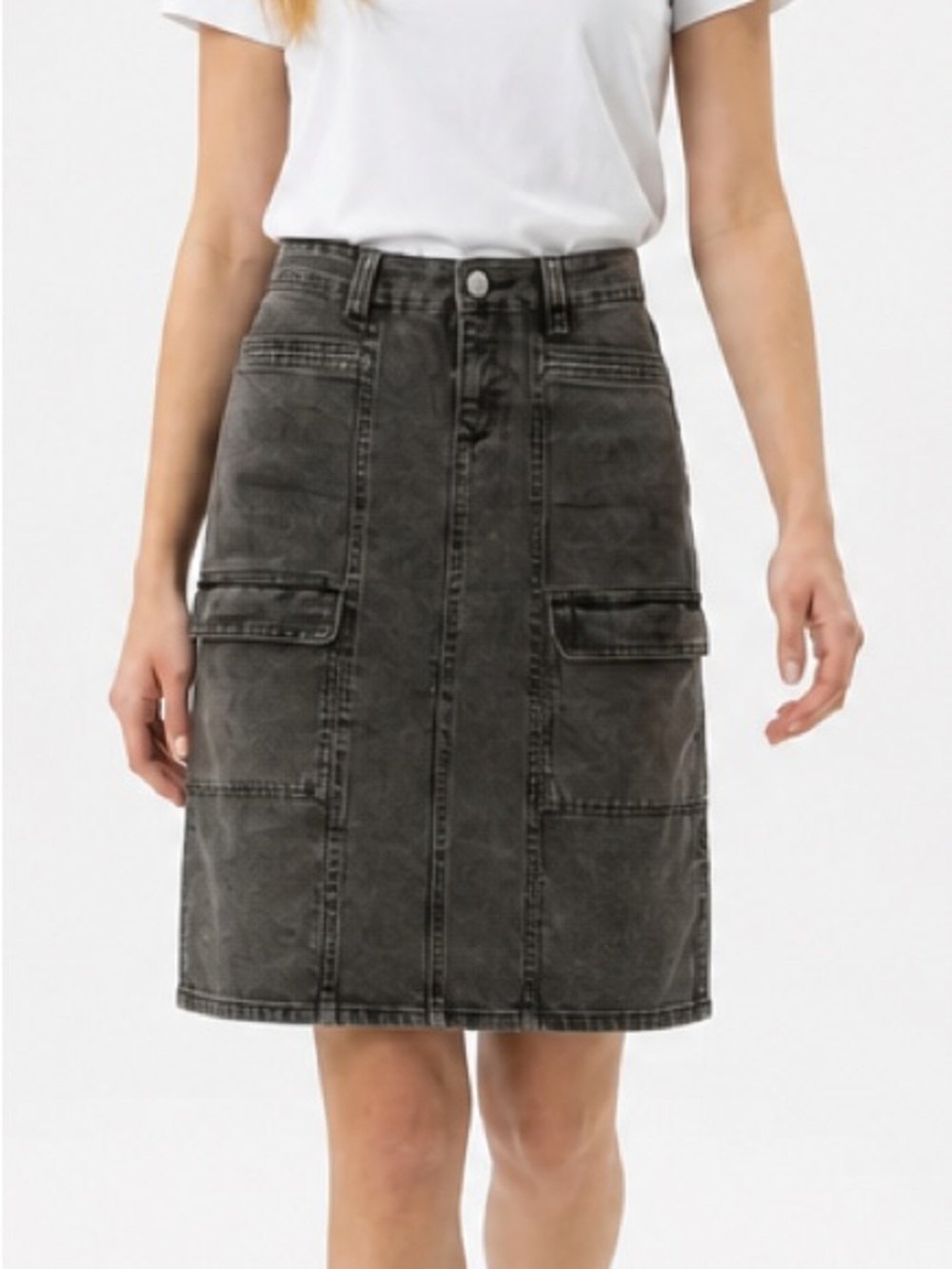 Sincerely Jules Cargo Denim Skirt Womens 7/28 Black Excellent Utility SJ19182ANT